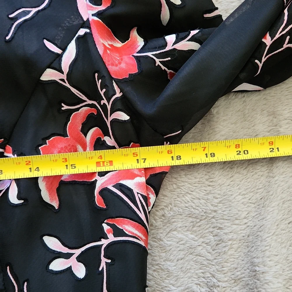 Dress barn black floral jacket Sz 6/8 Asian Inspired Office Business Core